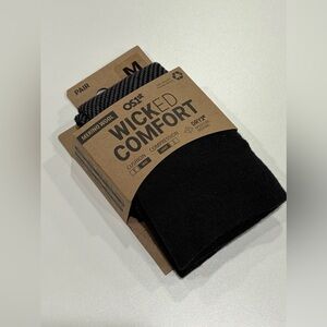 OS1st Men's Medium Merino Wool Wicked Comfort Socks No Show Black NWT